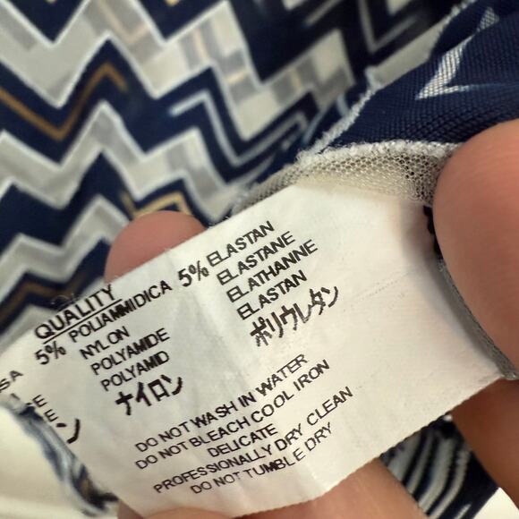 Missoni Sport Blue White Sheer Zig Zag Tunic Dress Sleeveless V-Neck 40 US 4 - Picture 9 of 11